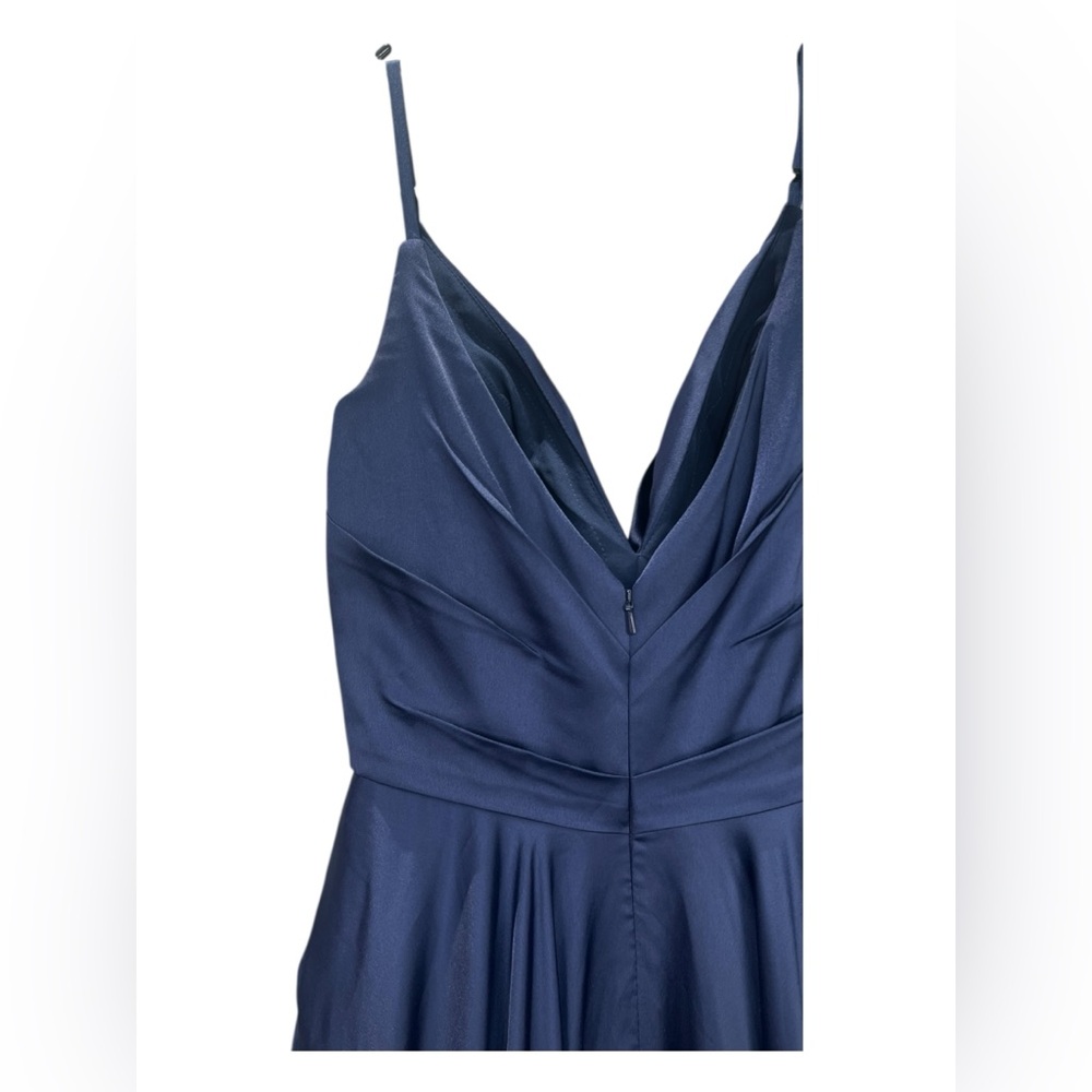 LA FEMME Strapless Slit Satin Ballgown - Picture 12 of 15